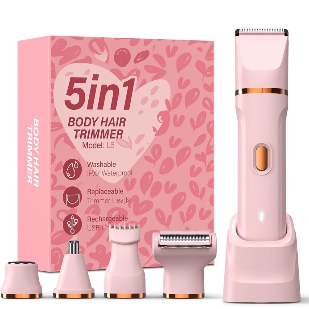 5-in-1 Pink Hair Trimmer for Women